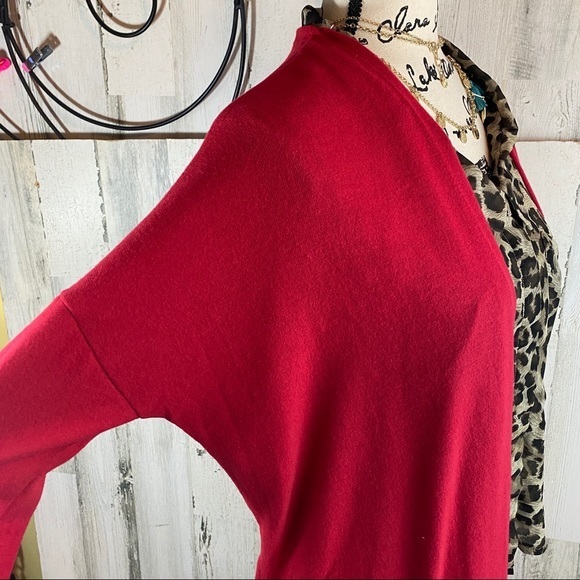 ❤️SALE❤️Red Open Front Cardigan Duster Pockets - Picture 3 of 6